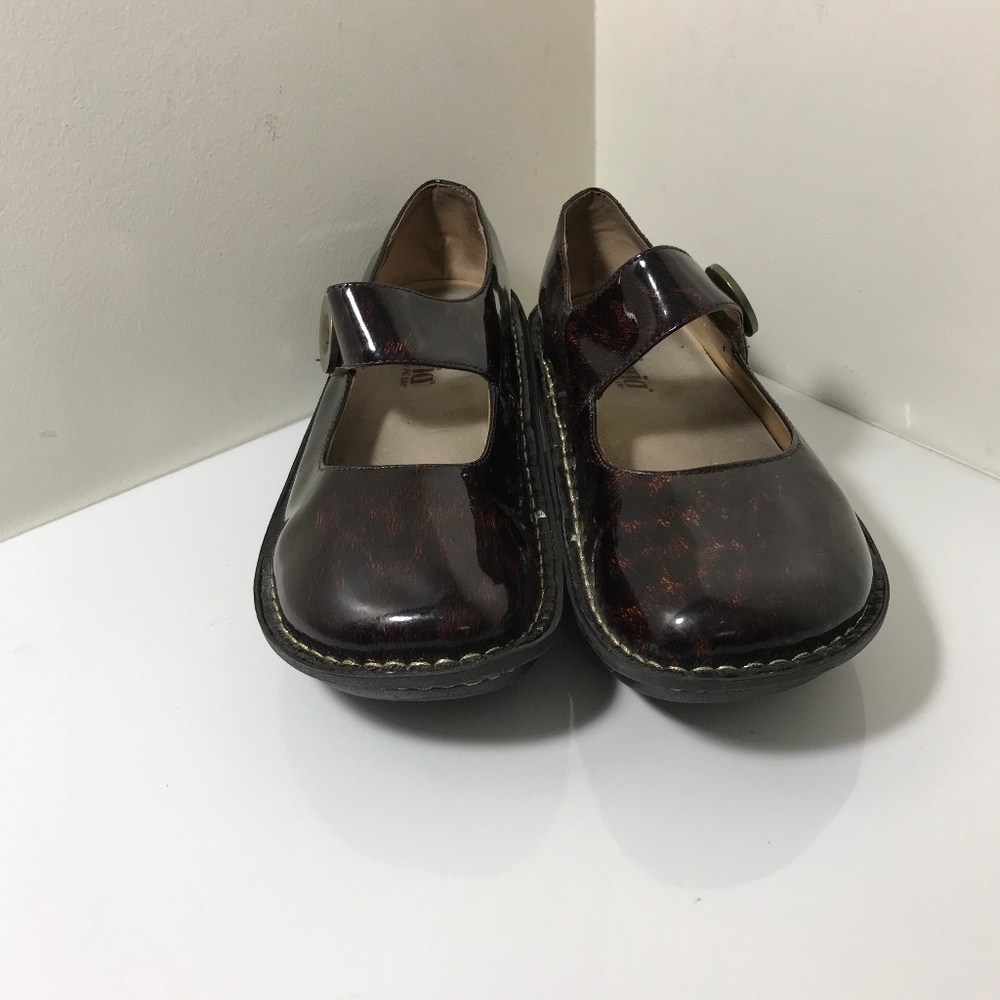 ALEGRIA Paloma brown leopard patent Mary Jane shoe